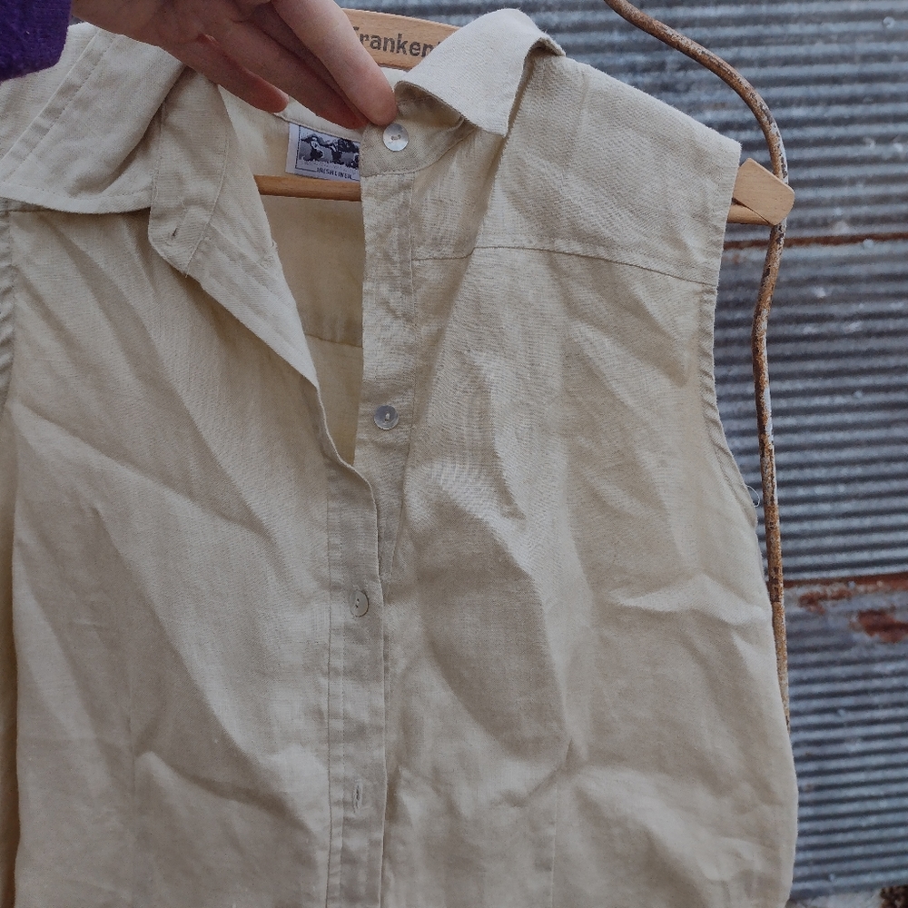 Edward Irish linen sleeveless blouse size L - Picture 7 of 10
